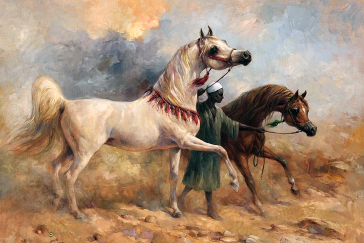 Pintura caballos arabes